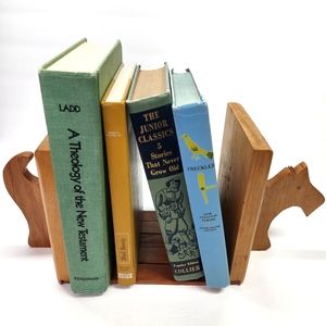 MCM Wooden Scottie Dog Bookends Vintage